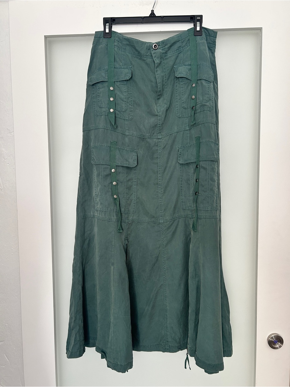 free people green cargo what you waiting for maxi skirt forest pine 12 - Picture 3 of 9